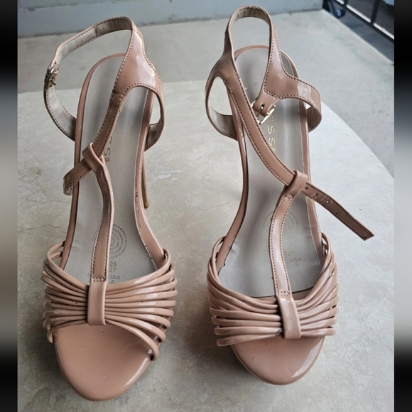 A Classy Chic Boutique Nude Strappy Heels - Picture 1 of 4
